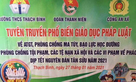 Trường THCS, Đoàn Thanh niên CSHCM, Công an xã Thạch Bình tổ chức tuyên truyền giáo dục pháp luật